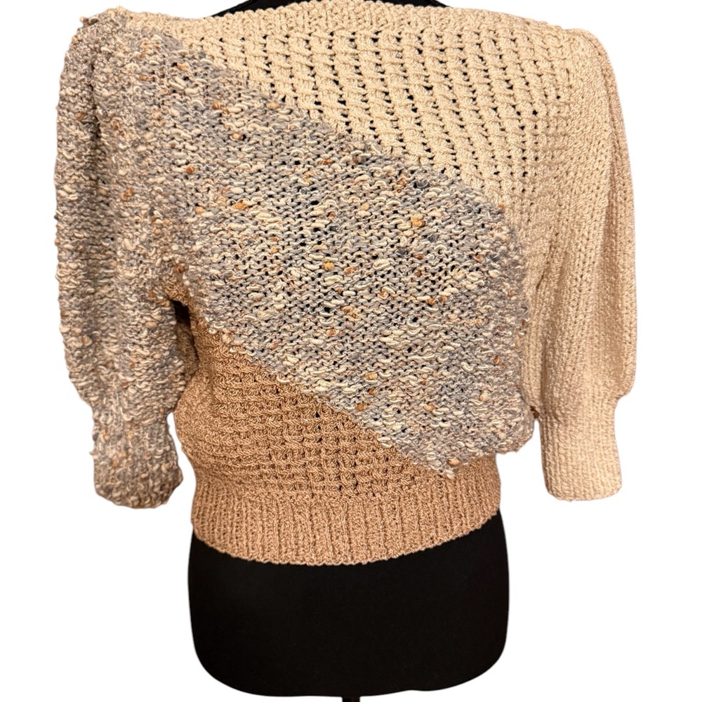 Hand knit beautiful 3/4 sleeve sweater multicolored